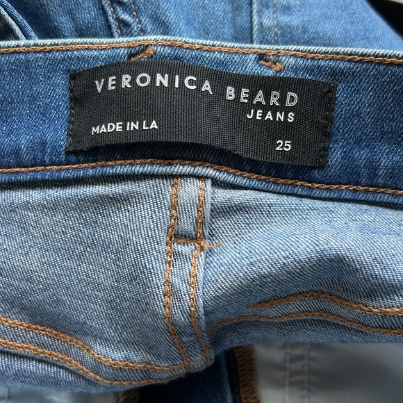 Veronica Beard Carson Ankle Flare Jean Tide Down High Rise Italian Denim Sz 25 - Picture 10 of 13